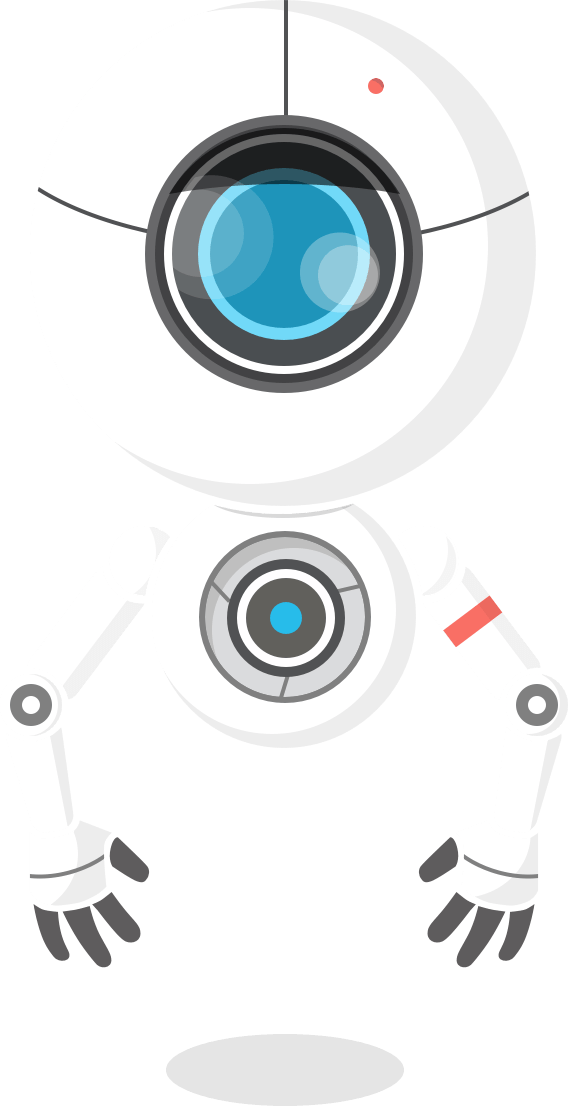 A robot-assistant with a head and body made of two round webcams